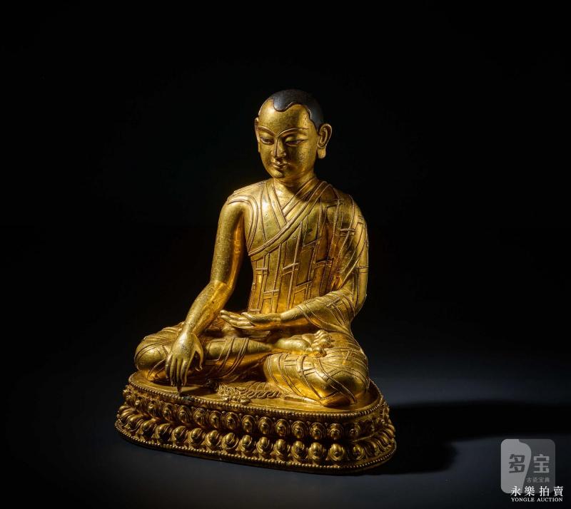 14世纪（丹萨替） 铜鎏金止贡巴·仁钦贝像 - 图9